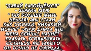 - Давай разойдёмся - заявил муж. - Так больше жить нельзя! Мы стали как соседи, никакой искры ...