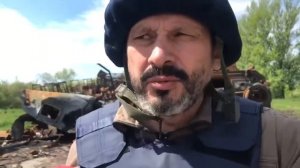 Разбитая колонна русских полицейских, которые ехали разгонять демонстрации в Харькове.