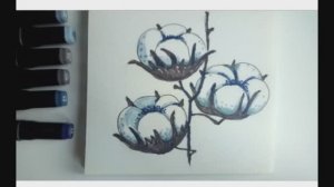 Рисую маркерами. Ветка хлопка