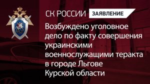 Возбуждено уголовное дело по факту совершения ВФУ теракта в городе Льгове Курской области