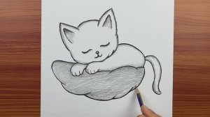 Лёгкий рисунок кошки: как поэтапно нарисовать милую кошку — простой обучающий рисунок карандашом