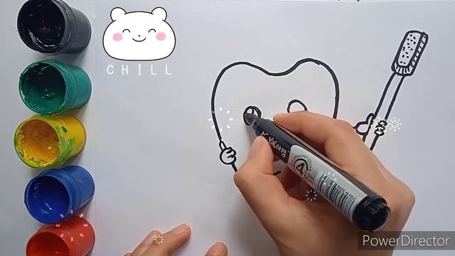 How to draw teeth| Bolalar uchun tish rasm chizish|Как нарисовать мультяшный зуб смотреть онлайн
