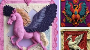 МИФИЧЕСКИЕ существа в вязаных квадратах от AI. Подборка №1.