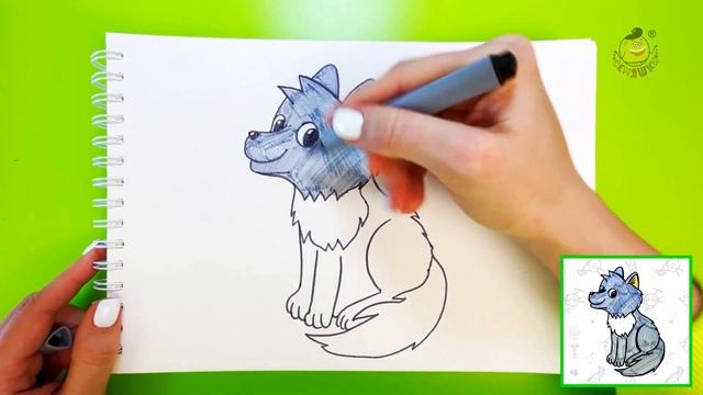 Как нарисовать волка | Уроки рисования животных для де смотреть онлайн