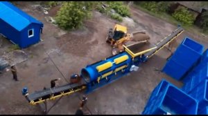 Работа барабанного грохота МБГ100 для ПГС и для просева чернозема Троммел для влажного песка мусор