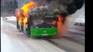 Пожар автобуса Пермь 20.01.15