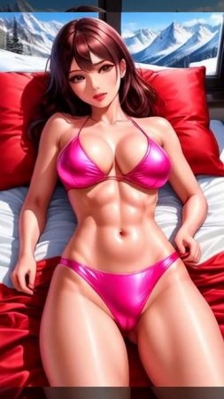 Anime natural women in latex long latex gloves