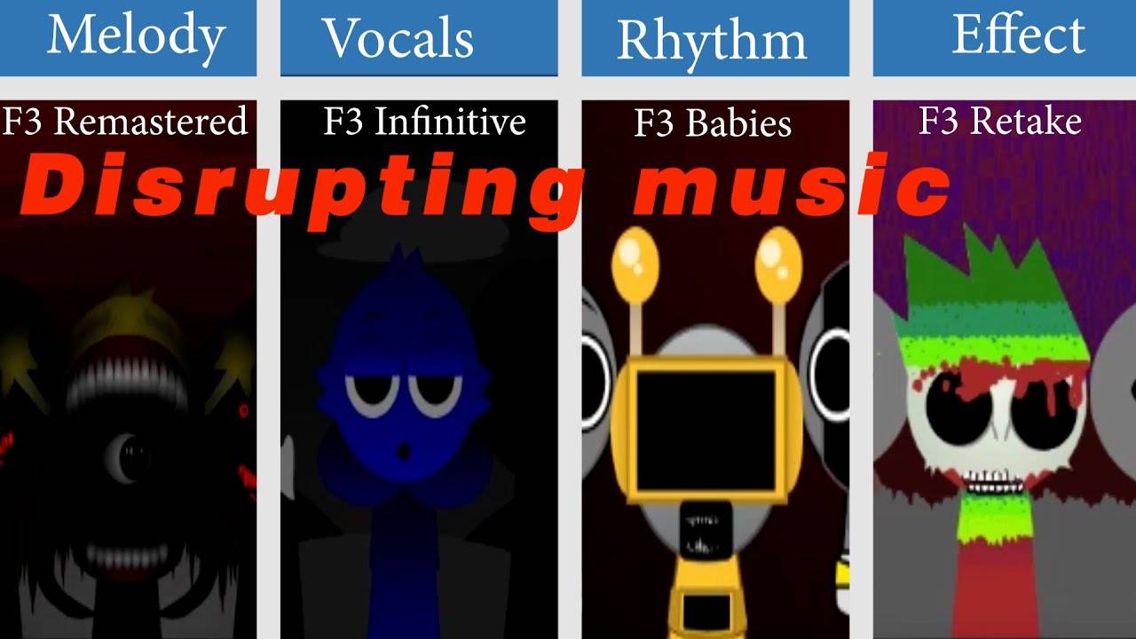 Разрушение музыки в Incredibox Sprunki Phase 3 Definitive vs Fase 3 младенцев против Retake vs Remas