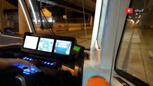 Вид из кабины трамвая. Нулевой рейс от Платформы Новог