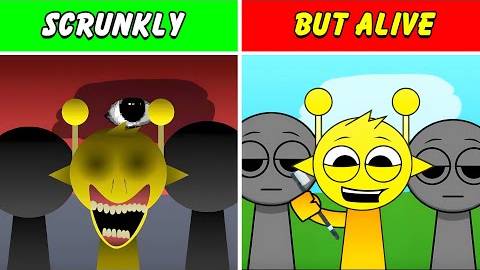 Incredibox Sprunki: Scrunkly против Scrunkly, но живая версия (новый мод)