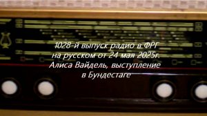 1028-й выпуск радио в ФРГ на русском. Сюжет с выступлением Алисы Вайдель (АДГ), не #луафАсра