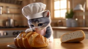 A sumptuous breakfast for a cute kitten