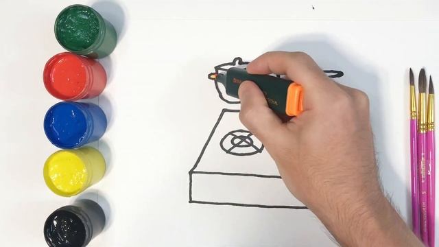 Рисование и раскраска кухонного оборудования плита и смотреть онлайн