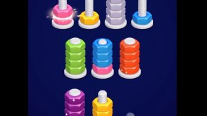 Сортируйте цветные гайки и болты. Интересные головоломки. Сортировать цвета!