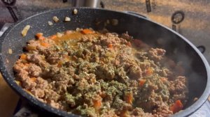 Очень вкусные рожки с фаршем на сковороде.Быстро,вкус?