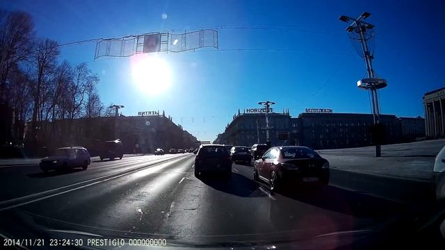 Prestigio RoadRunner 545. Яркое зимнее контровое солнце. смотреть онлайн