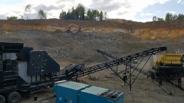 Дробильно- сортировочный комплекс ГИТ ГИС щековая дробилка грохот ГИС 63 конвейер 15 метров