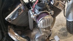 Yamaha Virago 535 с одним карбюратором - заводим на холодную.