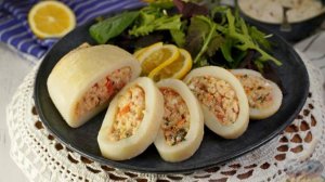 Морской сюрприз. ФАРШИРОВАННЫЕ КАЛЬМАРЫ ПО-ГРЕЧЕСКИ