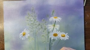 Как нарисовать ромашки маслом Рисуем ромашки