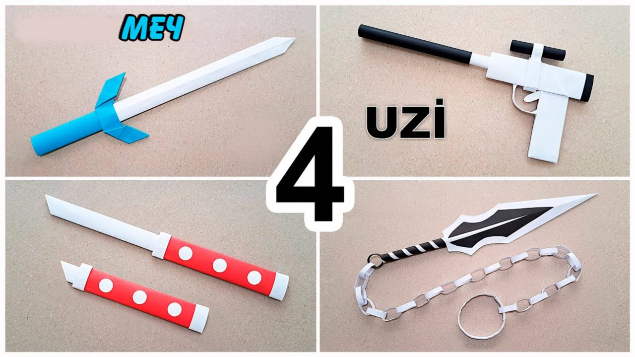 4 идеи оригами оружие.  Оружие из бумаги