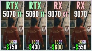 RTX 5070 TI vs RTX 5060 TI 16GB vs RX 9070 XT vs RX 9070 - Test in 20 Games