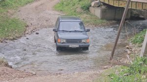 Брод через горную реку Мушта при въезде в одноименный поселок