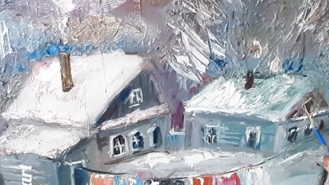 👍I'm painting a rural landscape.Рисую,,Сельский пейзаж "#shortvideo #картинамаслом #красиваякартина