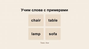 chair, table, lamp, sofa - тема Дом - Учить английские слова с примерами и упражнениями