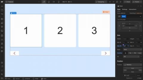 Зацикленный (бесконечный) пошаговый слайдер без использования стороннего кода на webflow