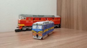 Модель электровоза ДЭ1-001 из бумаги | Model of electric locomotive DE1-001 made of paper.
