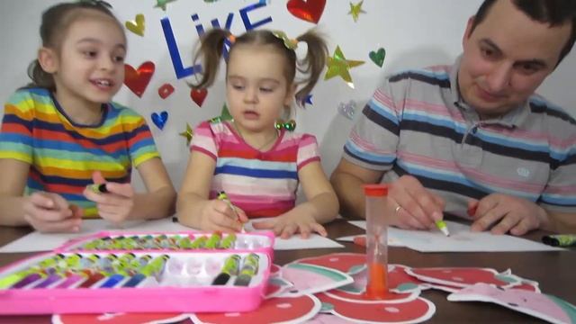 Нарисуй по Алфавиту Челлендж сестрички против папы! Кто победил?