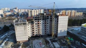 Нягань. 2018 год. Строительство первого дома мкр. "Звездный". (Вечером был кран, утром нет крана).