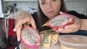 Мукбанг завтрак| Питахайя, творог и запеканка под ваши истории #мукбанг  Сверлят сегодня 😬😬😬