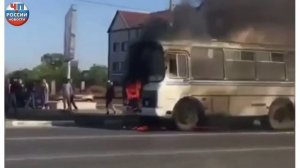 Новости ЧП Чечня - В Грозном сгорел Автобус ПАЗ
