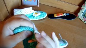 Вязание крючком Следки из Войлочной подошвы часть 7.
