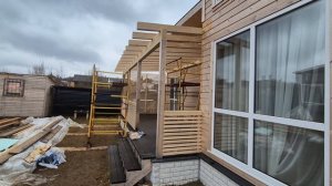 терраса из бруса,  с прозрачной кровлей
