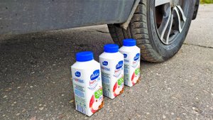 Эксперимент с автомобилем! Краш тест vs Давить колесом Йогурт, Сок и др... Experiment Car vs Things!