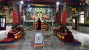 Служба в буддийском храме в Курге, Южная Индия