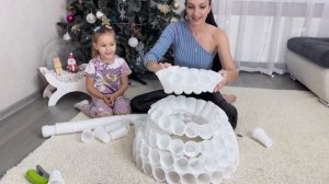 Снеговик из пластиковых одноразовых стаканчиков 🤩