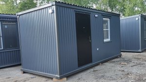 Дачный домик вагончик бытовка блок контейнер металлический 5 метровый в цвете Графит серый