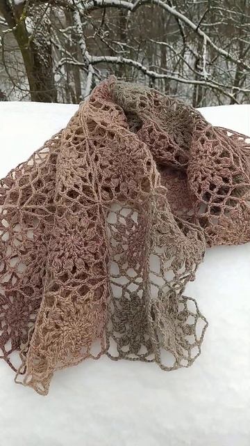 Вязаный крючком шарф, палантин из шерсти смотреть онлайн