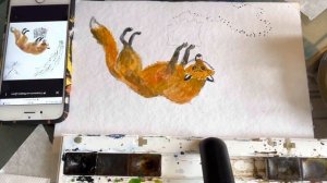 Лиса акварелью копия с Е.Чарушина/ Art world