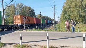 вл11 с контейнерным поездом на станции липовая гора