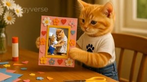 🎁 Tiny Cat Crafts a Mother’s Day Photo Frame_ A Handmade Hug for Mom 💛📸
