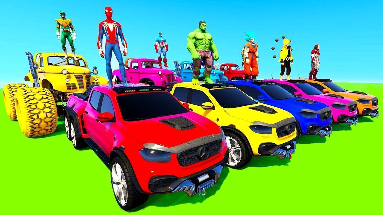ЧЕЛОВЕК-ПАУК И СУПЕРГЕРОИ НОВАЯ ГОНКА МУЛЬТИКИ ПРО МАШИНКИ Монстр-трак ДЖИП