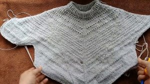 Перевернутый( косой,смещенный ) реглан спицами .  Джемпер на размер 42  44.  Продолжение.