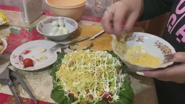🥗ГОТОВЛЮ ЦЕЗАРЬ -  САЛАТ  классный рецепт 🎉 РАДОСТНОЕ СОБЫТИЕ ✔️ влог