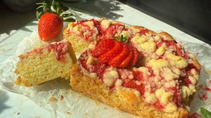 Клубничный Пирог Минутка 🥧 к чаю!