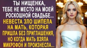 -Ты нищенка, тебе не место на моей роскошной свадьбе... Невеста зло шипела на мать, которая пришла..